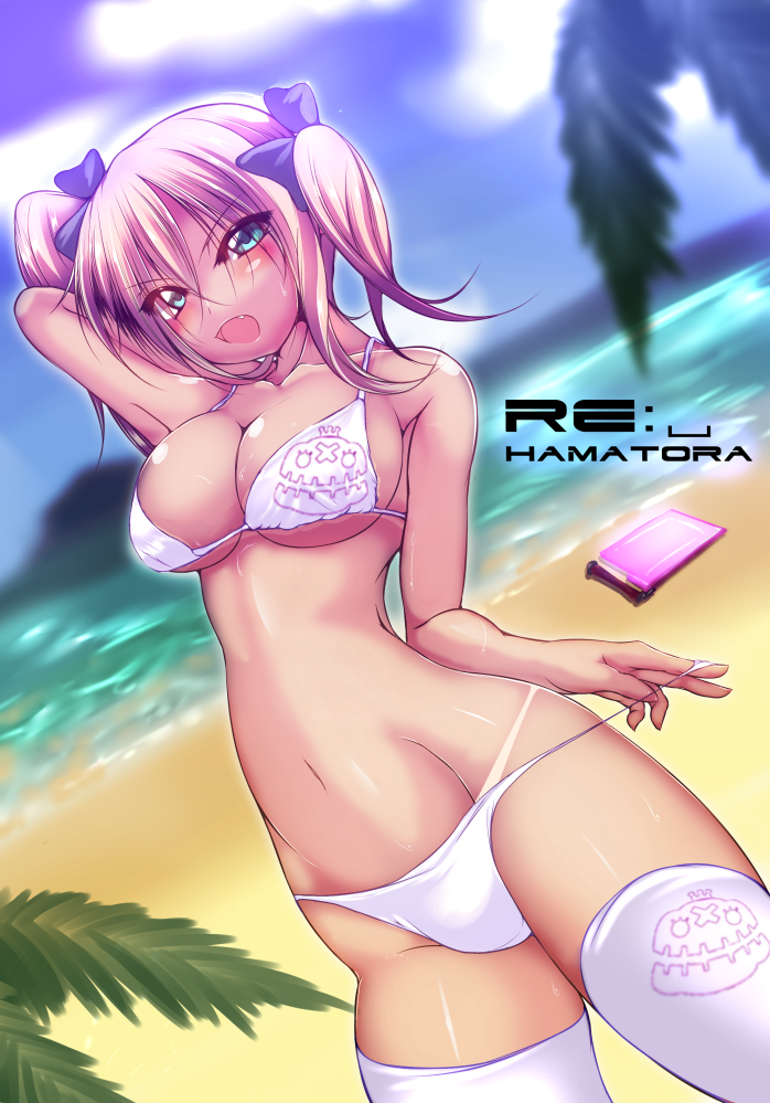 1girl, azuma_(farusiong), bikini, blonde_hair, blue_eyes, hamatora, honey_(hamatora), short_hair