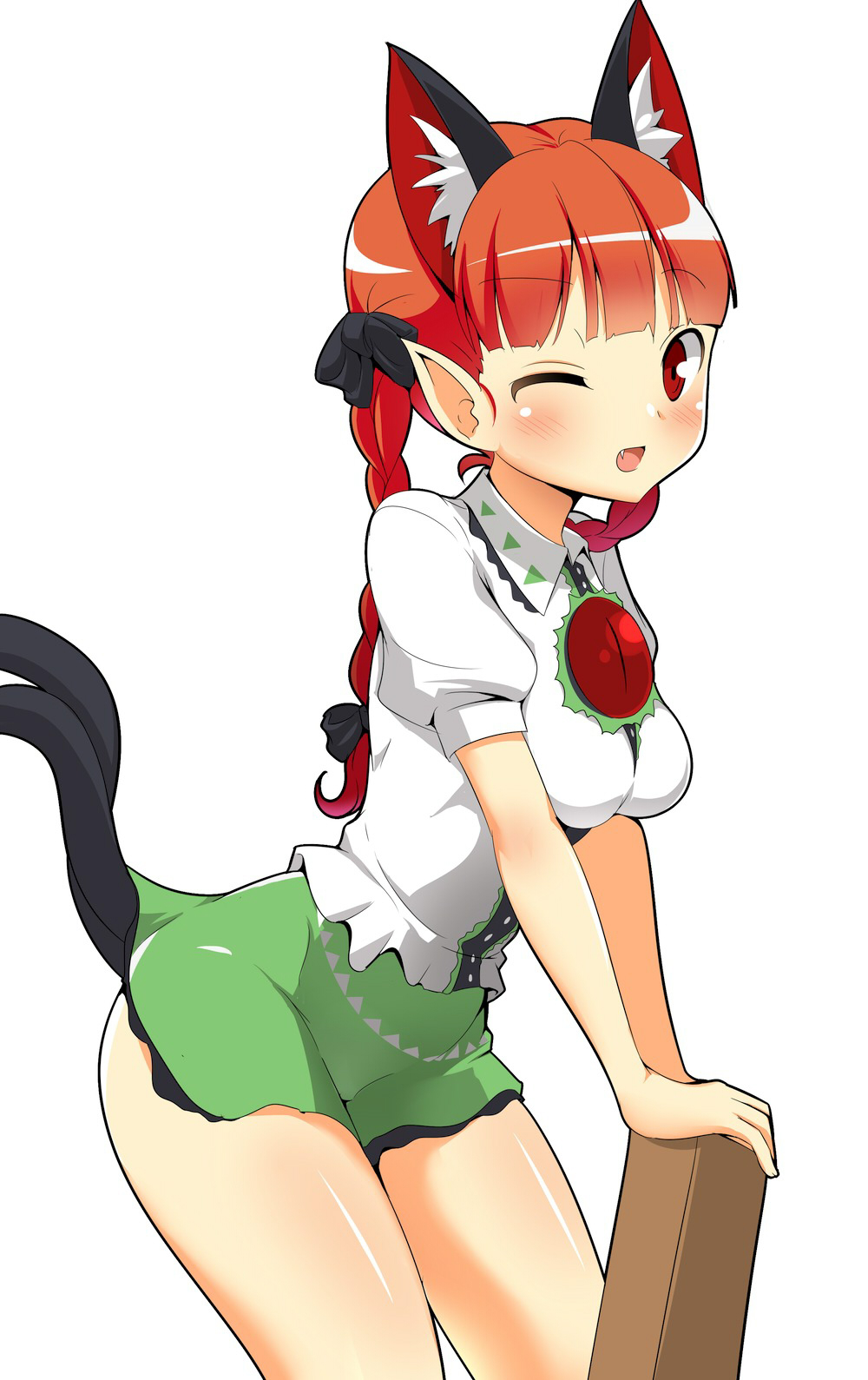 1girl, animal_ears, bow, braid, breasts, cat_ears, cat_tail, cosplay