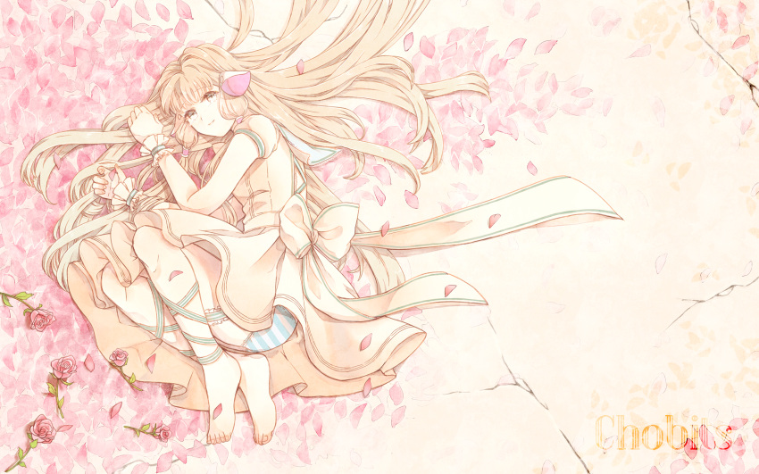58_(scbaby), blonde_hair, brown_eyes, chii, chobits, flower, highres, long_hair