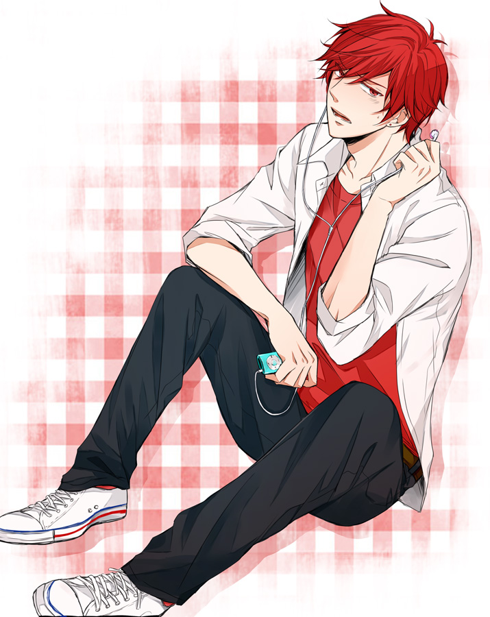 1boy, apple_inc., digital_media_player, earphones, earrings, esuko_(8036maiw), gekkan_shoujo_nozaki-kun, ipod