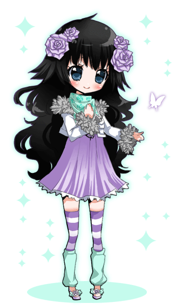 animated_gif, bangs, black_hair, blinking, blush, butterfly, chikkuru, curly_hair