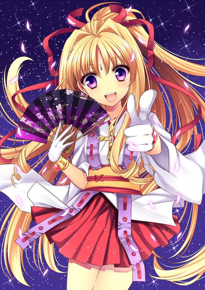 1girl, agekichi_(heart_shape), blonde_hair, gloves, japanese_clothes, jewelry, kaitou_jeanne, kamikaze_kaitou_jeanne