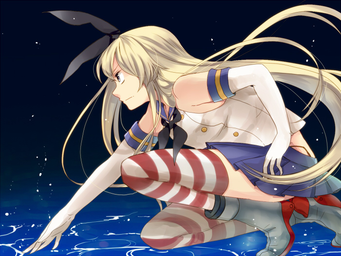1girl, blonde_hair, elbow_gloves, fukusuke_teitoku, gloves, hair_ribbon, kantai_collection, long_hair