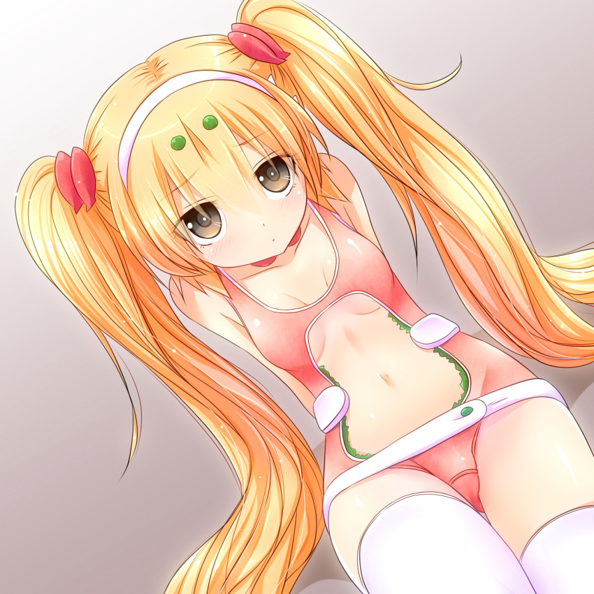 1girl, blonde_hair, female, highres, kaette_kita_ultraman, leotard, long_hair, navel, personification, solo, twin_tail_(ultra_series), twintails, ultra_kaijuu_gijinka_keikaku, ultra_series, watarui