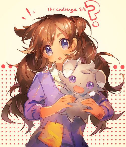1girl, ?, braid, brown_hair, dark_skin, english, espurr, long_hair