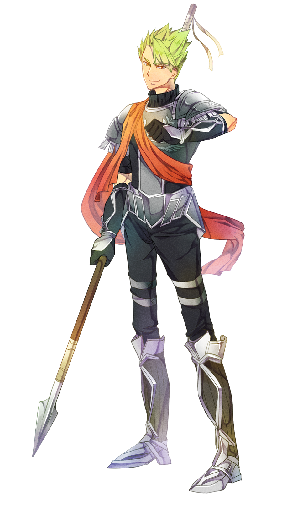 1boy, armor, fate/apocrypha, fate_(series), green_hair, heru_(goldprin), highres, polearm