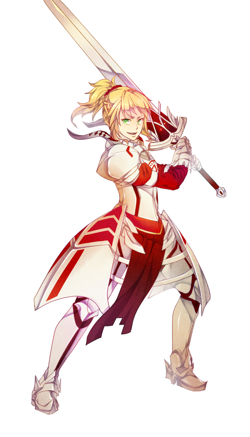 1girl, armor, blonde_hair, clarent, fate/apocrypha, fate_(series), green_eyes, heru_(goldprin)