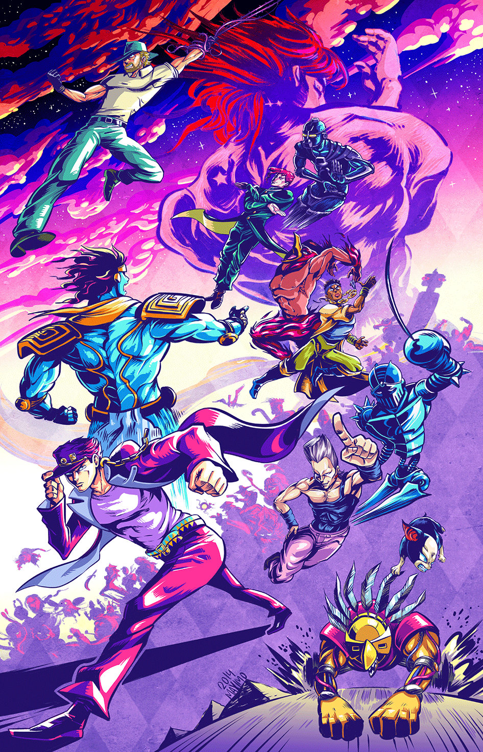 alessi, boingo, daniel_d'arby, dio_brando, hermit_purple, hierophant_green, highres, hol_horse