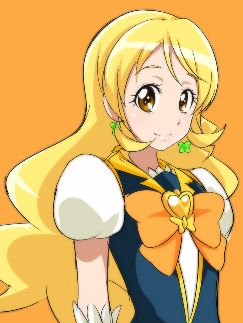 1girl, alternate_hairstyle, blonde_hair, cure_honey, earrings, eyelashes, hair_down, happinesscharge_precure!