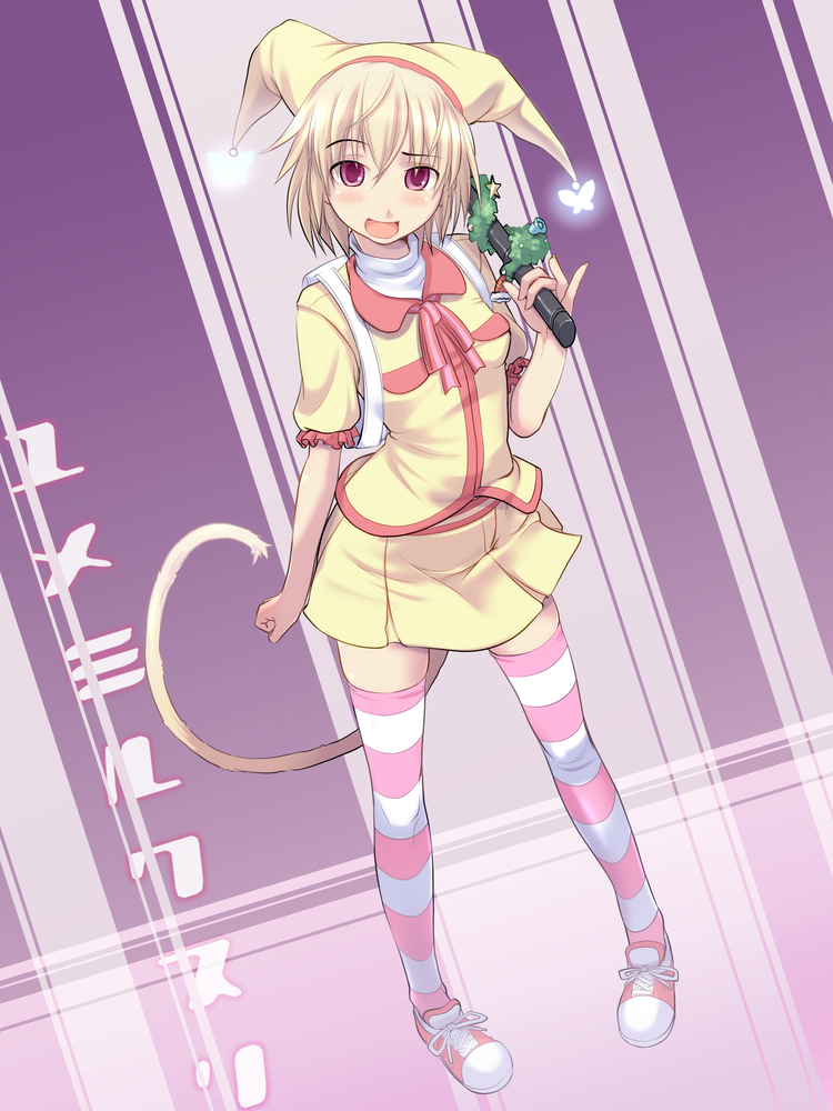 bag, blonde_hair, blush, cat_sidhe_nekoko, fairy, hat, legs, nekoko