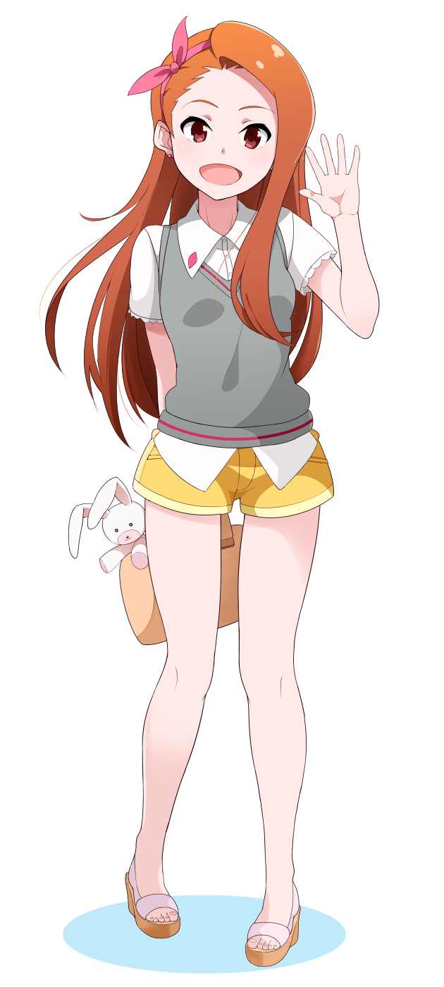1girl, bag, brown_hair, earrings, hair_ribbon, hairband, haseneko, highres