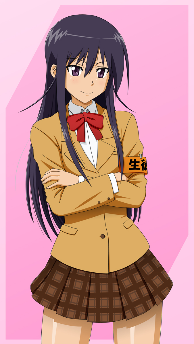 1girl, amakusa_shino, highres, long_hair, makani_kohitujito, school_uniform, seitokai_yakuindomo
