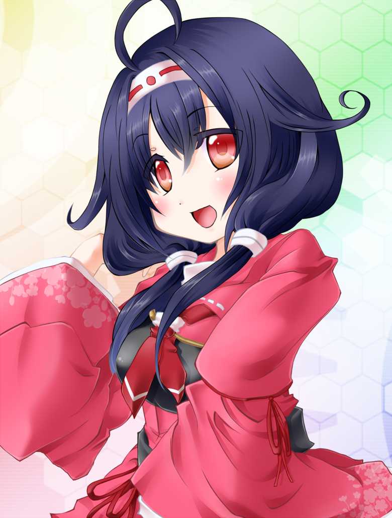 1girl, breasts, hair_ornament, hairband, haori, headband, japanese_clothes, kantai_collection