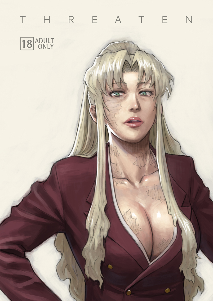 1girl, azasuke, balalaika_(black_lagoon), black_lagoon, blonde_hair, blue_eyes, breasts, cleavage