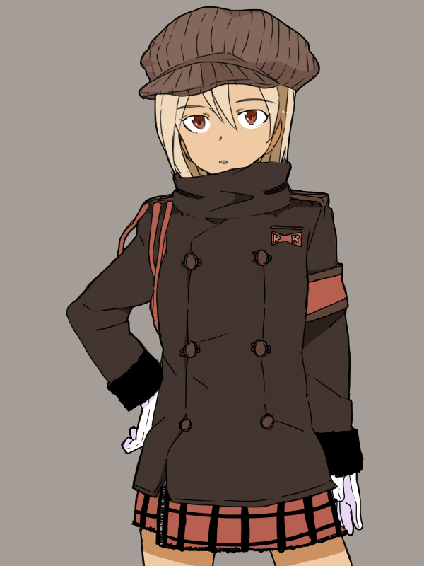 1girl, armband, blonde_hair, coat, dark_skin, dragon_ball, fur_trim, gloves