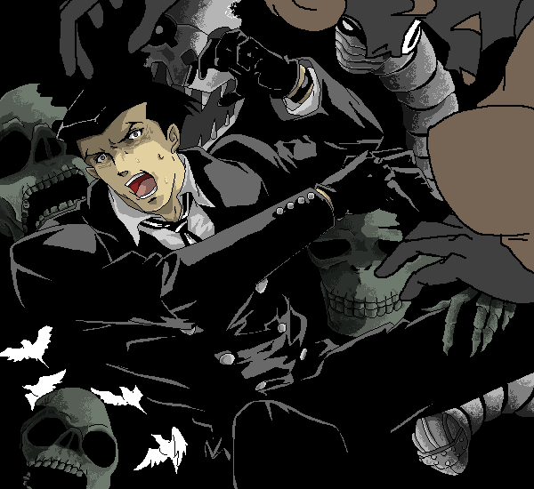 2boys, bird, black_gloves, black_hair, black_suit, formal, gloves, jason_beck