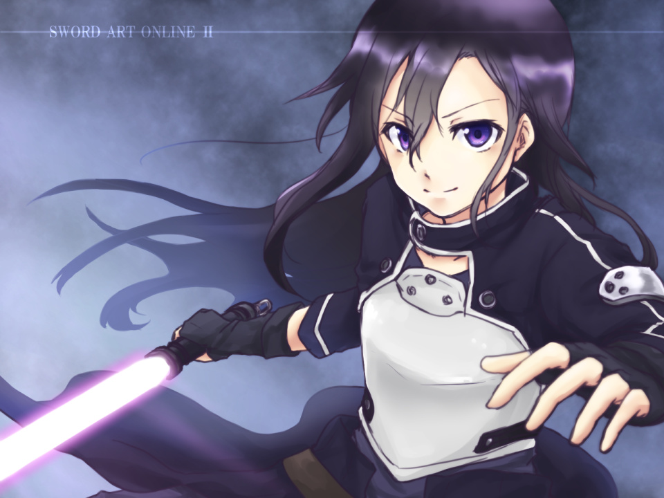 1boy, black_hair, breastplate, energy_sword, fingerless_gloves, gloves, jouban, kirito