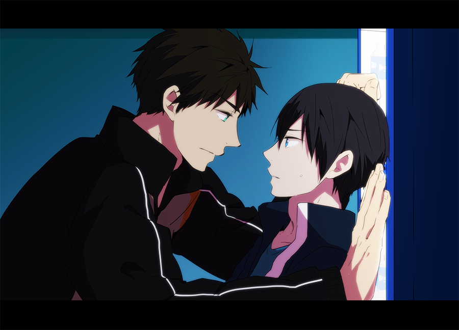 2boys, black_hair, blue_eyes, free!, hato_yu-ki, jacket, male, multiple_boys