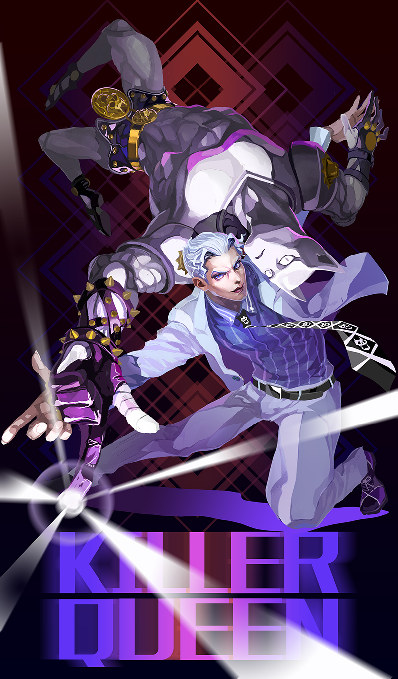 2boys, csc, formal, highres, jojo_no_kimyou_na_bouken, killer_queen, kira_yoshikage, multiple_boys