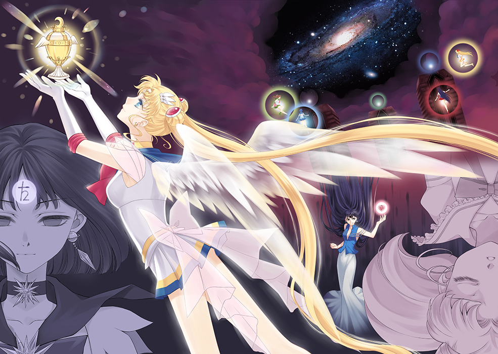6+girls, aino_minako, angel_wings, bishoujo_senshi_sailor_moon, black_hair, blonde_hair, blue_eyes, bow