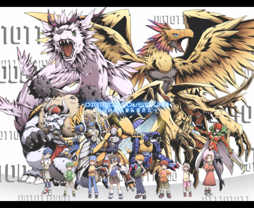 blonde_hair, blue_hair, brown_eyes, brown_hair, digimon, digimon_adventure, everyone, glasses