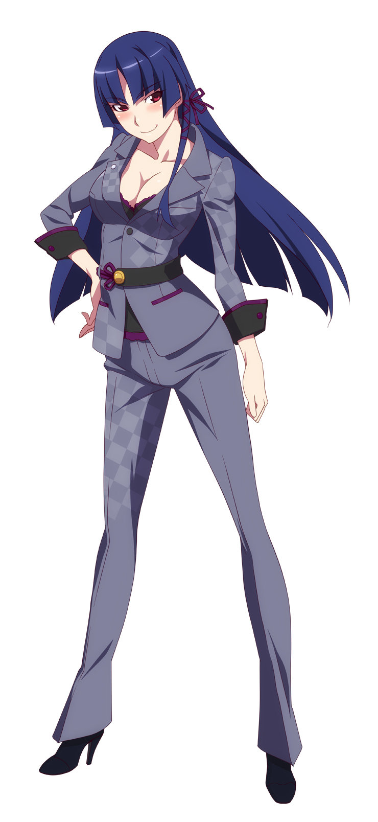 1girl, akiba's_trip_2, artist_request, bangs, blue_hair, blunt_bangs, breasts, character_request