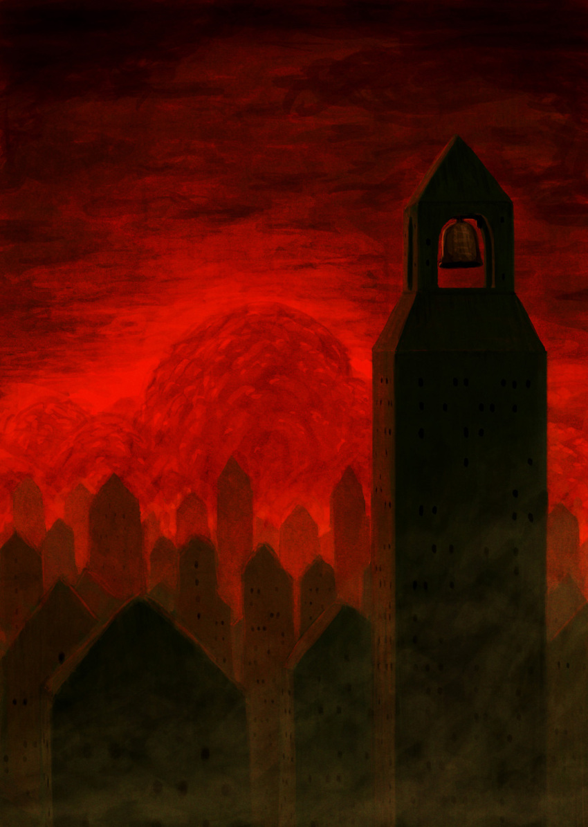 architecture, bell_tower, church_bell, city, cityscape, flesh, fog, guru