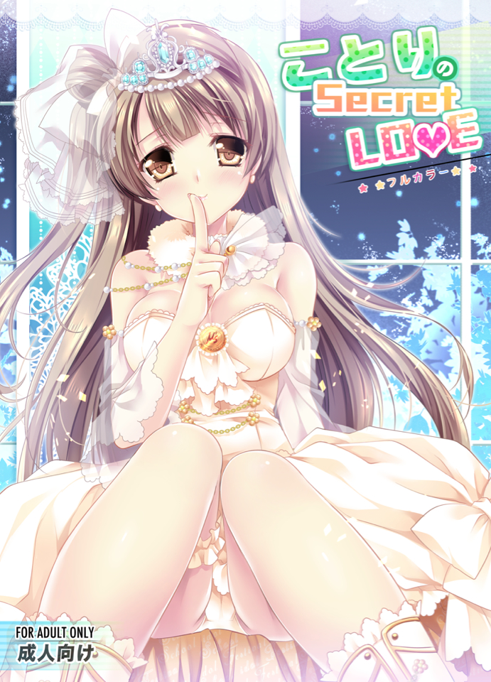 1girl, blush, breasts, brown_eyes, brown_hair, cover, cover_page, detached_collar