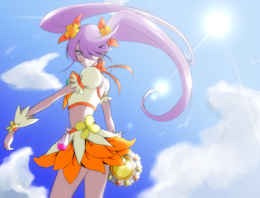 1girl, choker, clouds, cloudy_sky, cosplay, cure_moonlight, cure_sunshine, cure_sunshine_(cosplay)