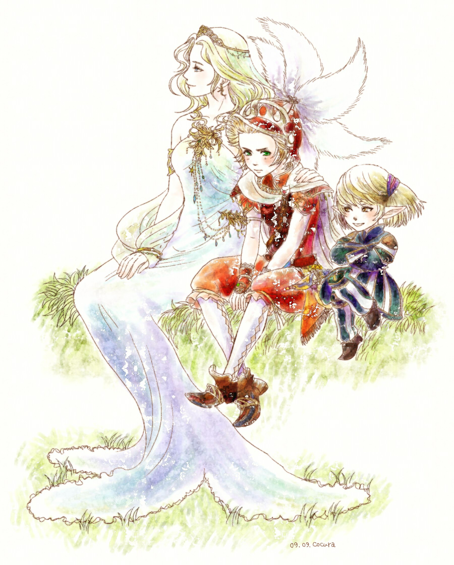 bad_id, blonde_hair, blush, brown_eyes, cape, cocura, cosmos_(dff), dissidia_final_fantasy