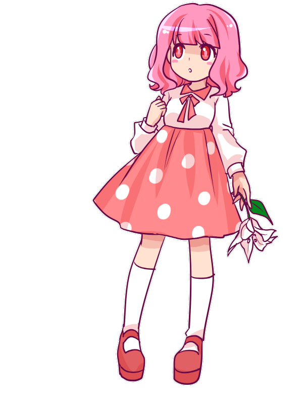 1girl, blush_stickers, brillante, dreaming_mary, dress, flower, long_sleeves, mary_(dreaming_mary)