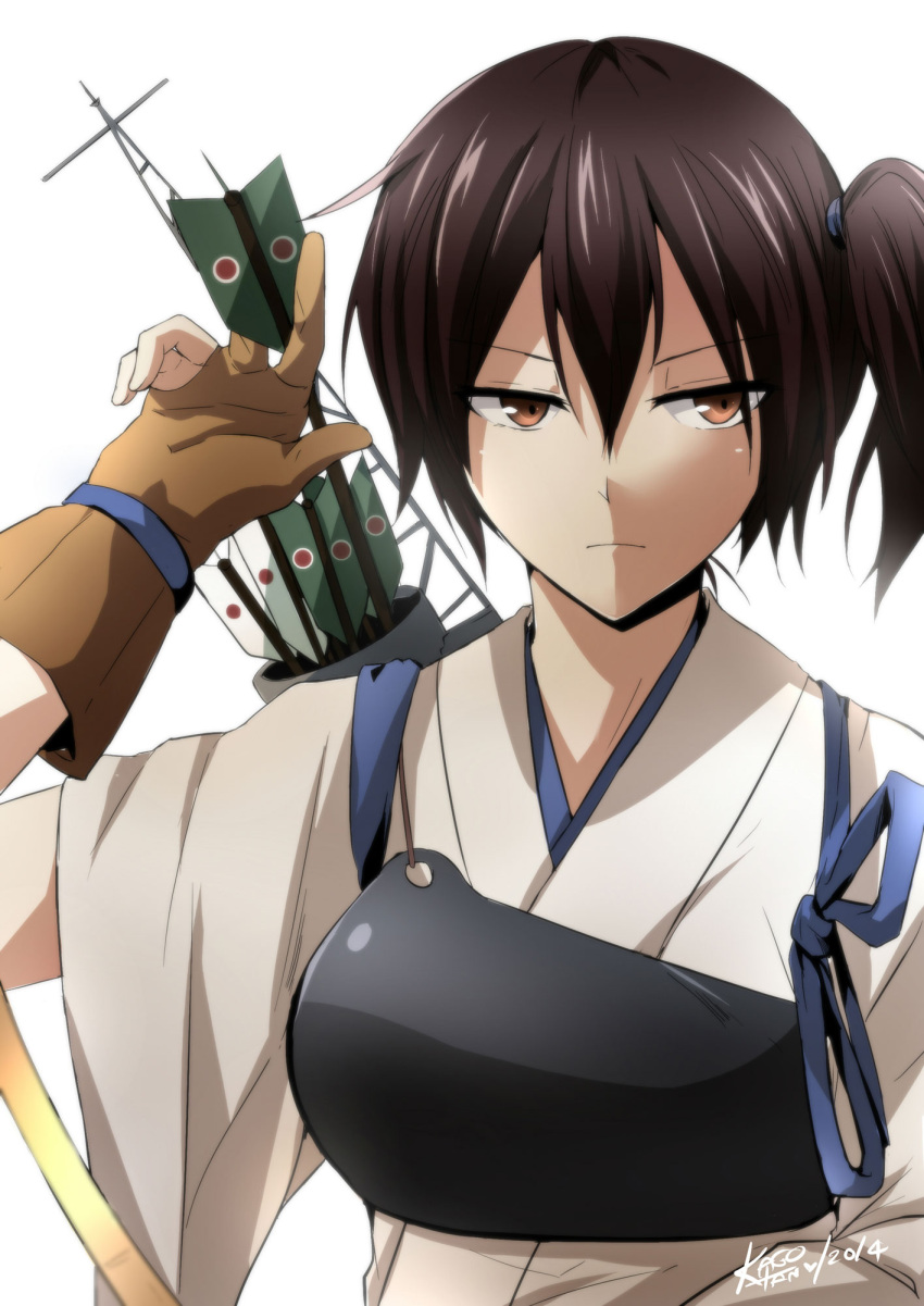 1girl, armor, arrow, bow_(weapon), brown_eyes, brown_hair, gloves, highres