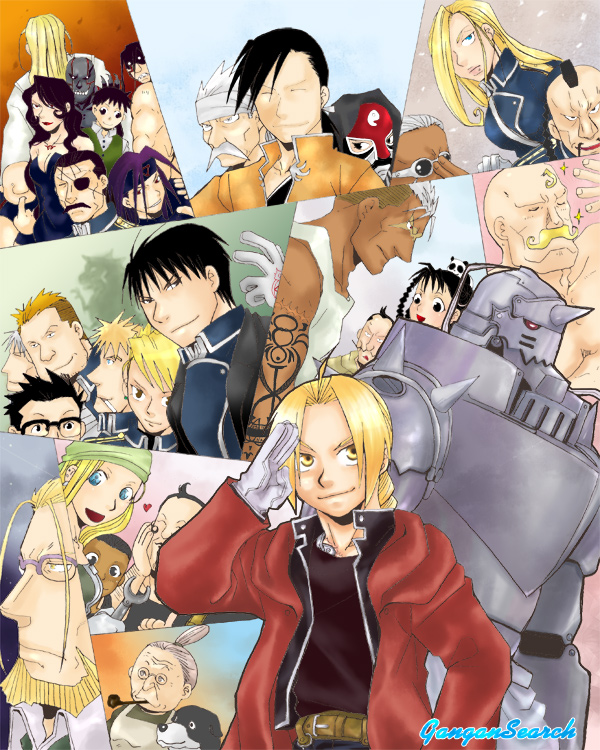 alex_luis_armstrong, alphonse_elric, den_(fullmetal_alchemist), edward_elric, envy, everyone, fu, fullmetal_alchemist