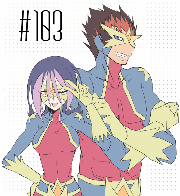 1boy, 1girl, droite_(yuu-gi-ou_zexal), tagme, yuu-gi-ou_zexal