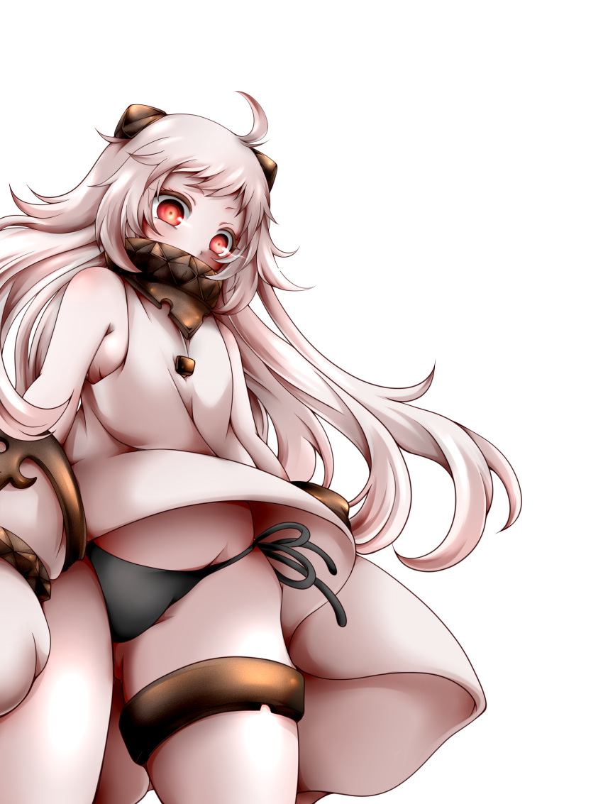 1girl, absurdres, ahoge, black_panties, highres, horns, jenigata, kantai_collection