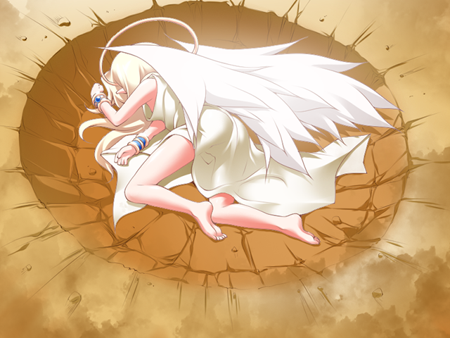 1girl, angel_wings, artist_request, ass, barefoot, blonde_hair, child, dragon_ball