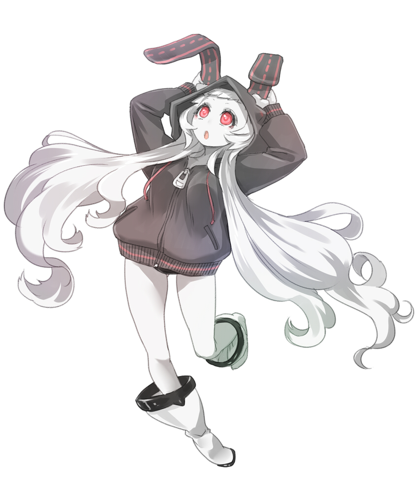1girl, :o, airfield_hime, ajino_(sakanahen), alternate_costume, animal_ears, arms_up, black_panties