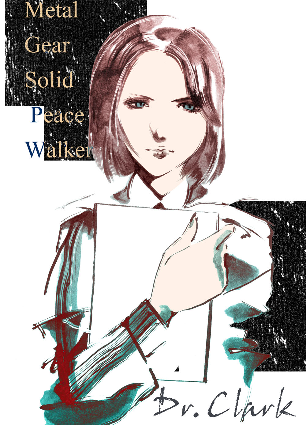 blue_eyes, brown_hair, coat, highres, metal_gear, metal_gear_solid, metal_gear_solid_peace_walker, para-medic_(mgs3)