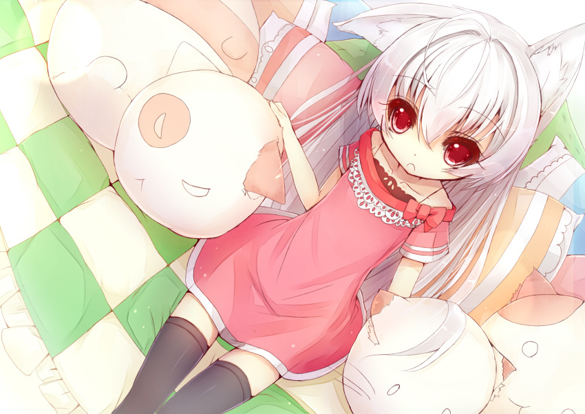 1girl, animal_ears, cat_ears, dress, highres, if_(asita), long_hair, original