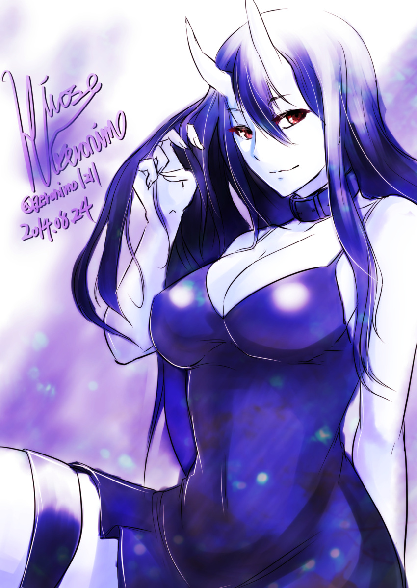 1girl, arm_behind_back, artist_name, battleship-symbiotic_hime, belt, breasts, bust, choker