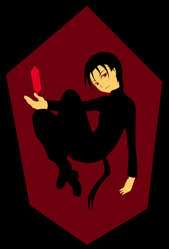 black, black_hair, floating, homunculus, philosopher's_stone, red, red_eyes, shadow_of_destiny, shadow_of_memories, sitting