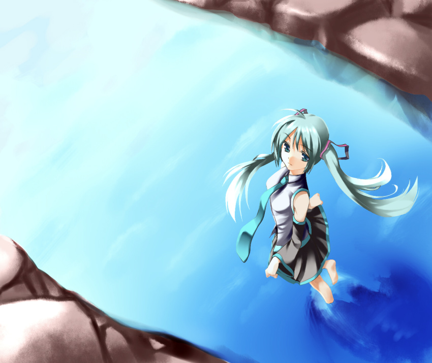 aqua_eyes, aqua_hair, bad_id, hagane7728, hatsune_miku, long_hair, necktie, piiko
