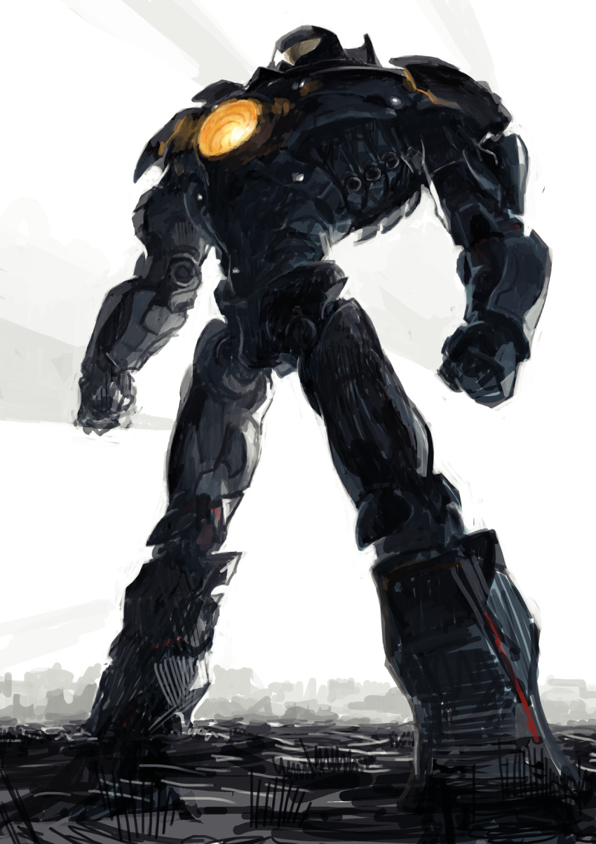 gipsy_danger, hakusaku, highres, mecha, no_humans, pacific_rim, science_fiction, super_robot