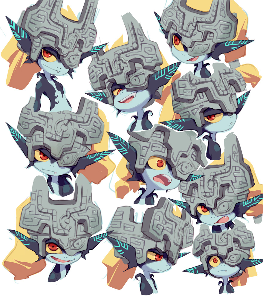 1girl, expressions, fang, helmet, imp, long_hair, midna, nemurism