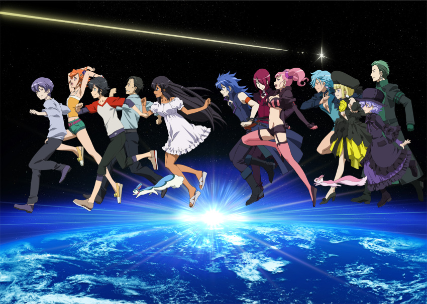 6+boys, 6+girls, ai_(captain_earth), amara_(captain_earth), arashi_teppei, baku_(captain_earth), black_hair, blonde_hair