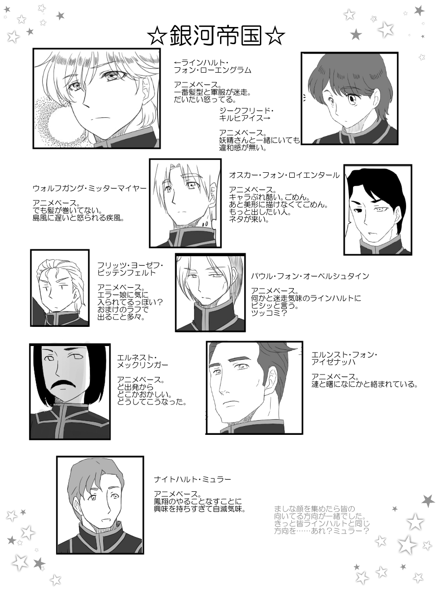 6+boys, comic, ernest_mecklinger, ernst_von_eisenach, fritz_josef_bittenfeld, ginga_eiyuu_densetsu, highres, military