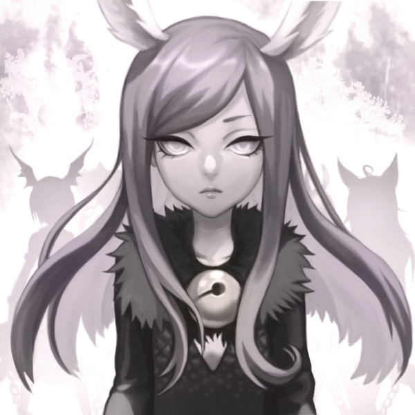 ahoge, animal_ears, bangs, bell, elin_(tera), expressionless, eyelashes, eyeliner