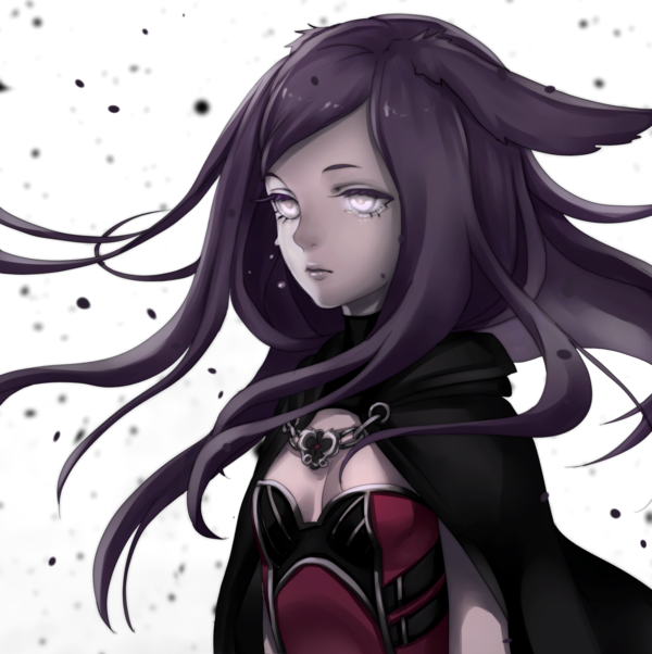 1girl, animal_ears, ashes, bangs, blank_stare, bodice, chain, clasp
