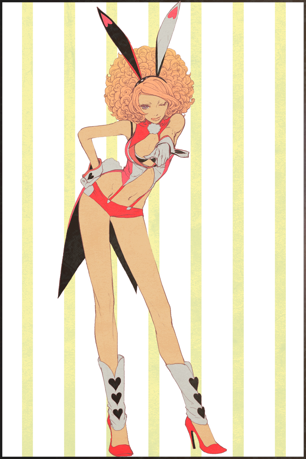 1girl, afro, animal_ears, egawa_satsuki, eyelashes, fake_animal_ears, hair_comb, hairband, highres, koshoushou, lips, long_hair, rabbit_ears, sengoku_musou, sengoku_musou_4, solo