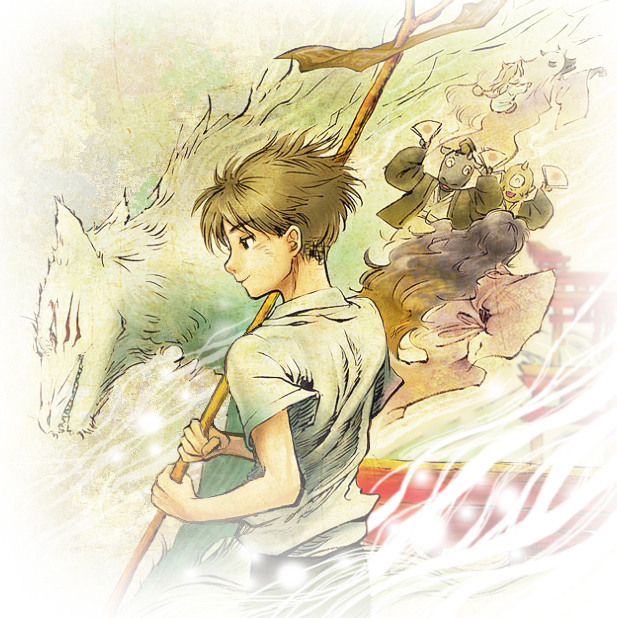 1boy, brown_eyes, brown_hair, character_request, madara_(natsume_yuujinchou), natsume_takashi, natsume_yuujinchou, parhart